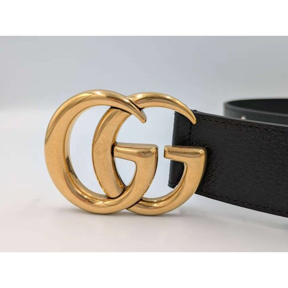 Gucci x Adidas GG Marmont Leather W.40 Belt Black/White 90cm 406831 - Picture 6 of 12